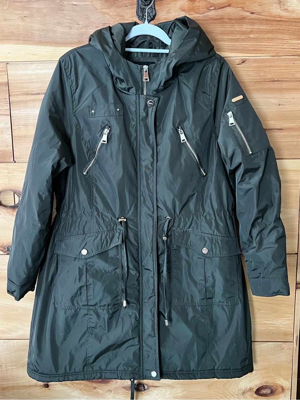 bebe Dark Olive Hooded Utility Parka Gorpcore Streetwear Military Style Winter